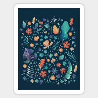 Colorful Vegetation Pattern With Flowers Sticker